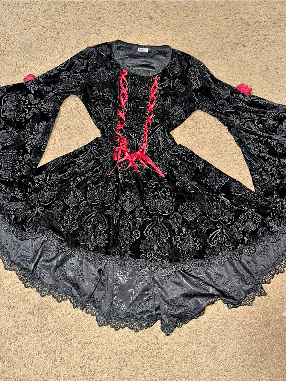 Spirit Black & Red Lace-Up Mini Dress Size Medium